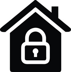 Home security concept padlock and house icon