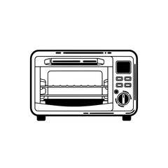 Fototapeta premium Black outline of a toaster oven with controls and display