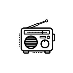 Fototapeta premium Line art radio with antenna and controls
