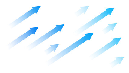 Blue Gradient Diagonal Arrows on Transparent Background
