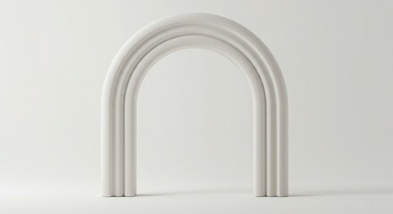 white soapstone arch with soft, rounded columns, spa setting, peaceful composition in a minimalist design setting
