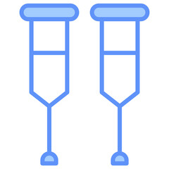 Crutches Outline Blue Color Icon