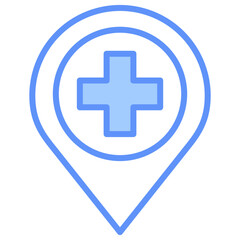 Location Outline Blue Color Icon