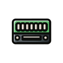 Simple, stylized icon of a vintage car radio