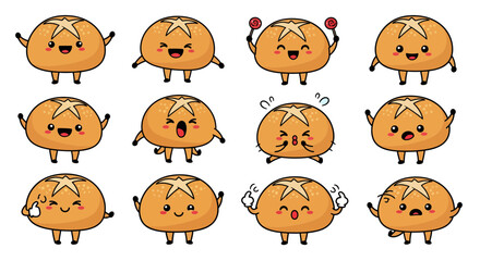 Fototapeta premium Cute round characters with expressive faces for entertainment projects