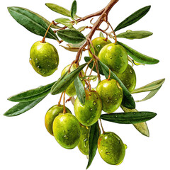 Olive branch with glistening olives