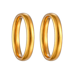 Two golden wedding rings, smooth, overlapping