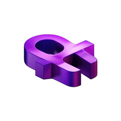 Purple 3D rendered symbol,  plug-like shape