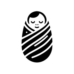 Baby Swaddle Silhouette Icon – Minimalist Black SVG Clipart