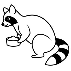 Obraz premium szop myjący jedzenie łapami na białym tle