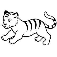 Obraz premium tiger cub playfully pouncing on white background