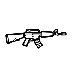 Outline of a rifle with a stock and barrel in black line art