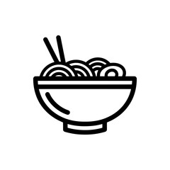 bowl of noodles with chopsticks outline style