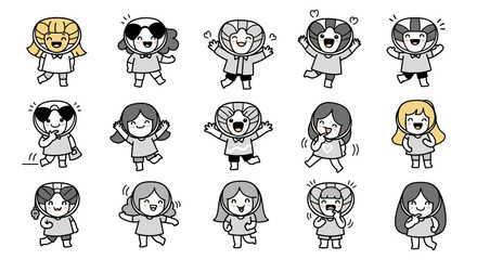 Fototapeta premium Collection of children wearing helmets with various expressions