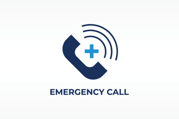 EMERGENCY CALL vector, icon or logo sign isolated symbol illustration