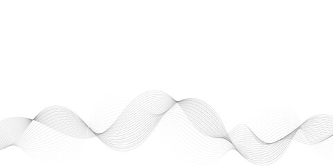 Abstract grey, white smooth element swoosh speed wave modern stream background. Wave with lines created using blend tool. Abstract frequency sound wave lines and twisted curve lines background.	