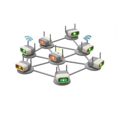 Digital Network Connection Illustration with Devices and Signals