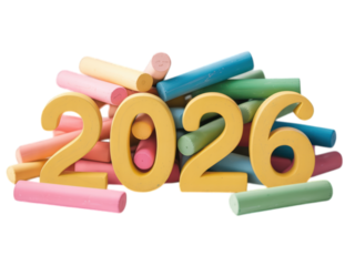 Chalk & numbers 2026 stacked randomly