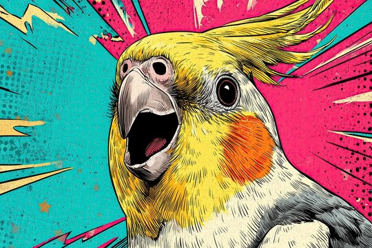 Corella parrot in pop art style