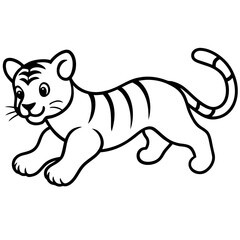 Fototapeta premium tiger cub playfully pouncing on white background