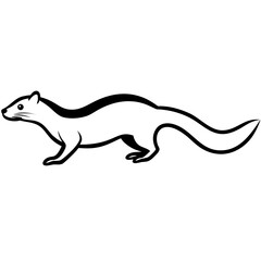 weasel running quickly on white background