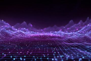 Futuristic Purple and Blue Grid Background.