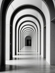 Obraz premium Modern Architectural Corridor with Repetitive Arches for Interior Design Inspiration