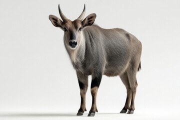 Obraz premium Realistic Portrait of a Majestic Waterbuck Standing Alone