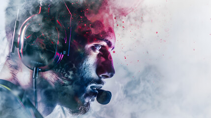 Fototapeta premium watercolor style Esports player in gaming