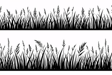 Silhouetted Grass and Wheat Against Open Sky Depicting Nature’s Calm, Simplicity, and Seasonal Beauty in Minimal Style.