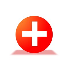Obraz premium Red Cross vector icon, hospital sign. Medical health first aid symbol isolated on vhite. Modern gradient design.