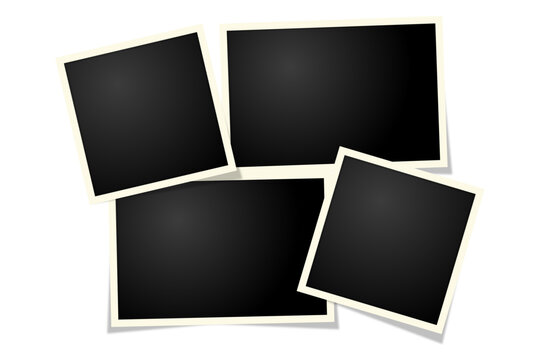 Creative 4 photo frame. Realistic square and horizontal photo image collage template. polaroid frame set