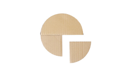 Cardboard cut in one third circle and quadrants geometric shapes for craft and education isolated...