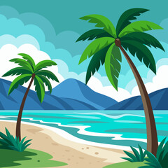 palm tree on a tropical beach