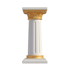 Classical White Column Standing with Gold Acanthus Leaf Capital and Base Detailing