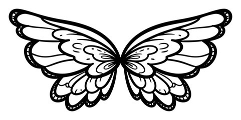 Obraz premium Black and White Butterfly Wings Graphic Illustration