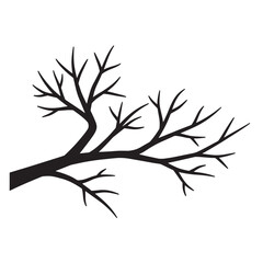 Fototapeta premium Silhouette of a bare tree branch in black and white isolated on white background