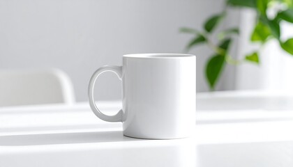 White mug on a white table
