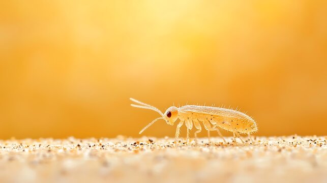 Tiny Springtail Insect on Sand Macro Shot