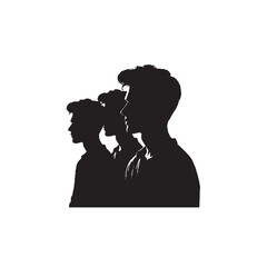 Person with Multiple Shadow Forms Silhouette on White Background – Vector Illustration for Identity Layers, Surreal Emotion, and Symbolic Duality Concepts