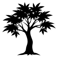 Obraz premium Neem Tree Silhouette on White Background
