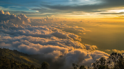 Above the Clouds A Breathtaking Landscape of Mount Bromo at Sunrise