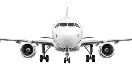 Fototapeta premium Head-on view of a pristine, white passenger airplane