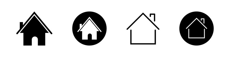 Collection of stylized house icons in black and white representing home and property