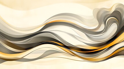 Obraz premium Elegant flowing ribbons in neutral tones with subtle golden accents create a dynamic background