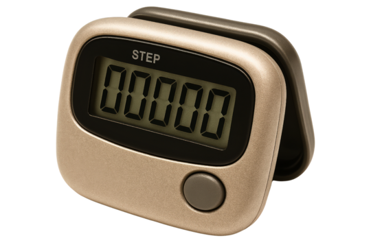 The digital pedometer step counter on a transparent background
