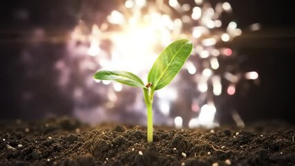 Growth sprout seedling plant new life nature earth soil garden spring gardening plant background 100 - Powered by Adobe