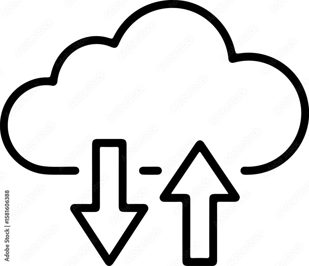 Poster cloud computing icon with upload and download arrows symbolizing data transfer