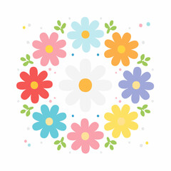 Fototapeta premium flat floral icon series with 9 pastel-colored blossoms on 1000 by 1000 pixel artboards soft modern design
