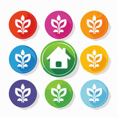 floral navigation icon set with twelve botanical-themed symbols including home search and menu